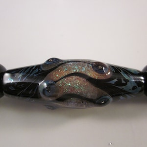 Oprawione w spirale Lampwork, koralikowe, długopis kulkowy, ręcznie wykonane, jedyny w swoim rodzaju, SRAJD, ręcznie wykonane szkło, OOAK, czarny długopis