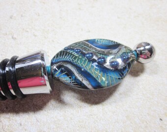 Artisan Lampwork Glass Beaded Wine Bottle Stopper: Unique Decorative Gift