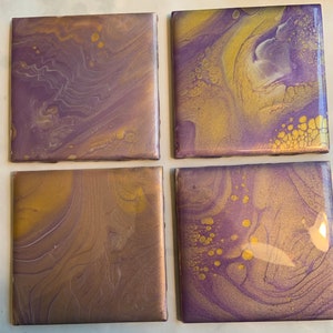 Coasters, Set of 4 Handcrafted acrylic painted, Resin image 2