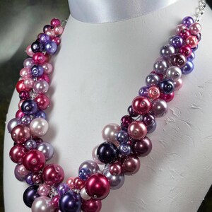Rose Violet Perlencluster Halskette: Braut Hochzeitsschmuck
