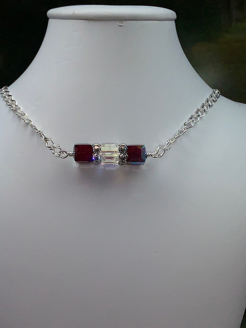 Crystal Cube Bar sterling Silver Necklace with Swarovski Cubes image 5