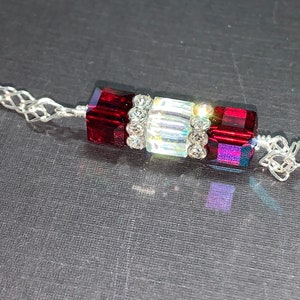 Crystal Cube Bar sterling Silver Necklace with Swarovski Cubes image 7