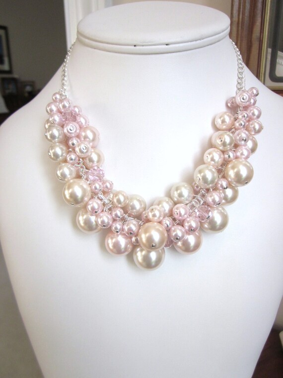 Chunky pink pearl necklace best sale
