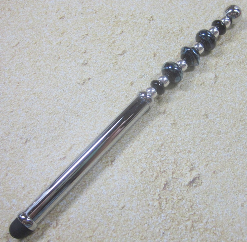 Stylus, Lampwork Beaded, Silver, Artisan Crafted, OOAK, SRAJD, Unique, One of a Kind, Touch Screen Stylus image 4