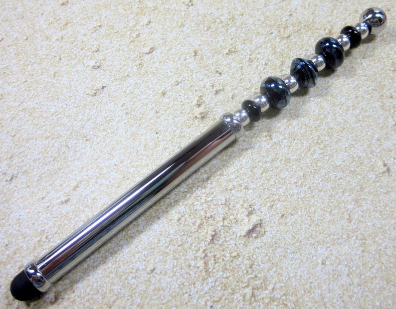 Stylus, Lampwork Beaded, Silver, Artisan Crafted, OOAK, SRAJD, Unique, One of a Kind, Touch Screen Stylus image 5