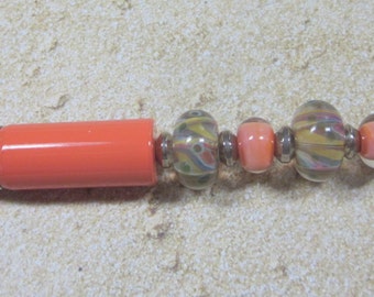 Coral Pen, Lampwork Glass, Beaded, Ballpoint Pen, Artisan Crafted, One of a Kind, Handcrafted, SRAJD