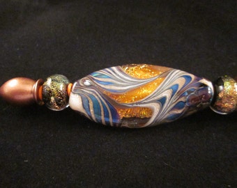 Handcrafted Lampwork Glass Ballpoint Pen: Metallic Copper, Refillable Ink