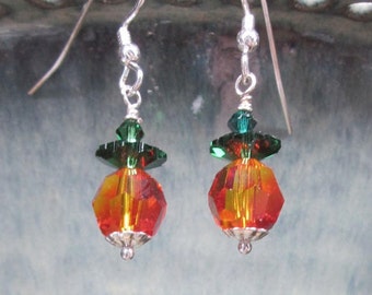 Pumpkin Swarovski Crystal Earrings - Celebrate Halloween in Style, SRAJD