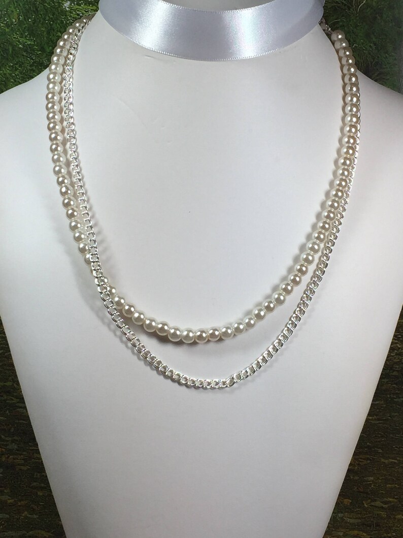 Pearls and Chains Necklace Interchangable Muli Strand Pearl Necklace Pearls, Removable Statement Piece, Custom, Made to Order image 4