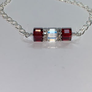 Crystal Cube Bar sterling Silver Necklace with Swarovski Cubes image 3