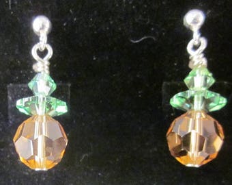 Peachy Pumpkin Swarovski Crystal Earrings - Celebrate Halloween in Style, SRAJD