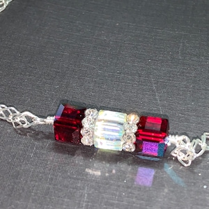 Crystal Cube Bar sterling Silver Necklace with Swarovski Cubes image 1