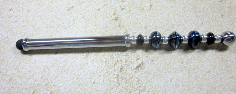 Stylus, Lampwork Beaded, Silver, Artisan Crafted, OOAK, SRAJD, Unique, One of a Kind, Touch Screen Stylus image 3