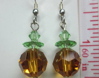 Peachy Pumpkin Swarovski Crystal Earrings - Celebrate Halloween in Style, SRAJD