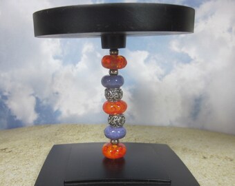 Beaded Candle Holder - Short, Artisan Lampwork Glass, Hand Crafted, Metal, Unique, Beadable, Decorative, OOAK, SRAJD