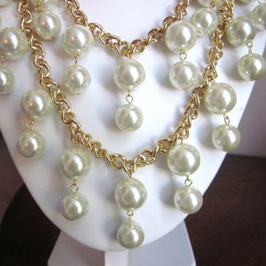 2 Broke Girls Necklace The Caroline Gold and Pearl Necklace Inspired by the TV Show Bib, Choker, Bridal, PLUS Earrings image 1