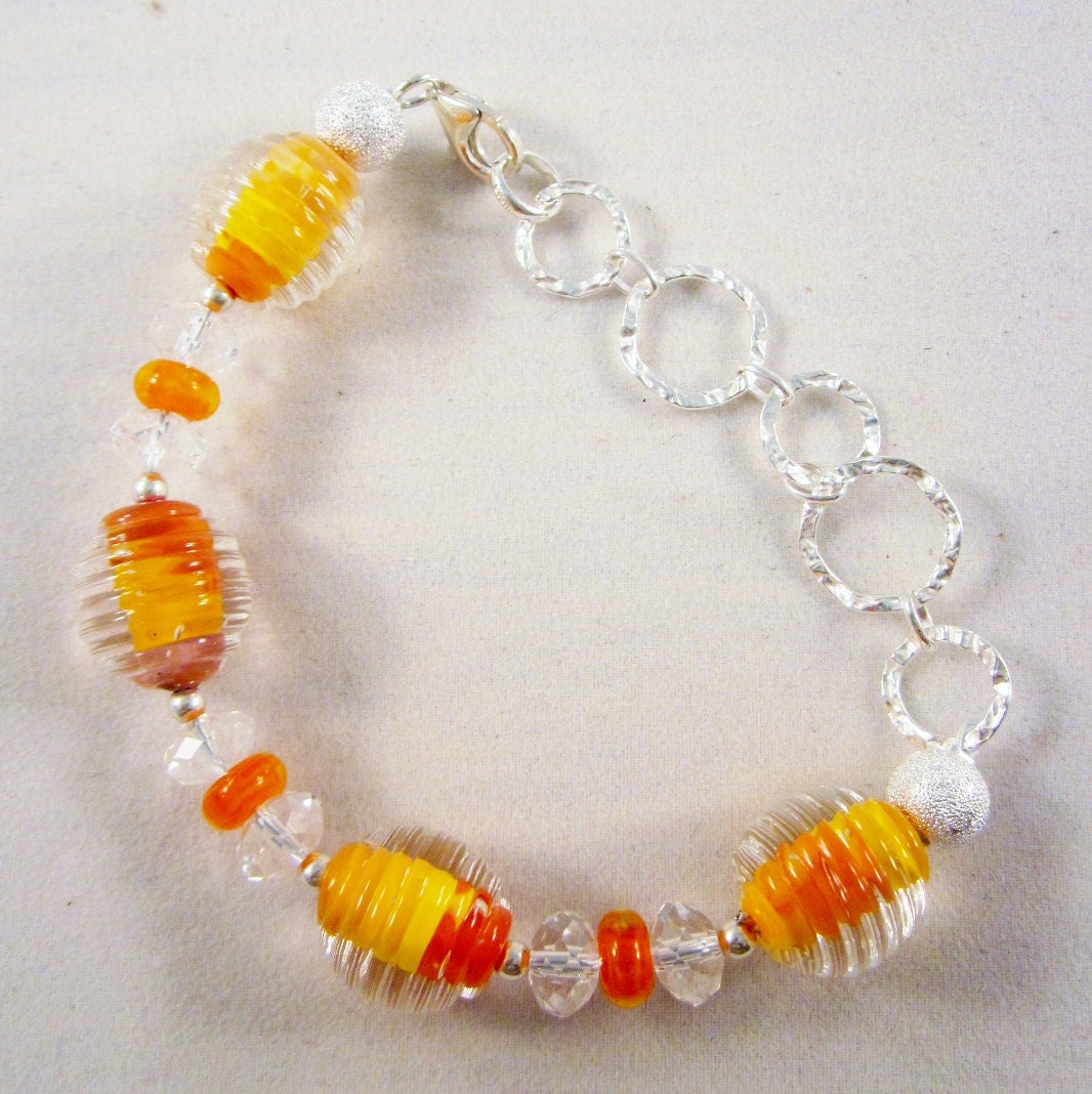 Orange - Handcrafted Glass Stone Bracelet 06