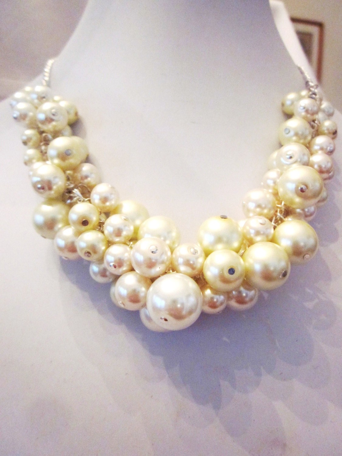 Shades of Light pearl Cluster Necklace in White Cream and - Etsy