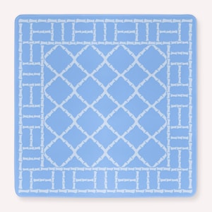 Bamboo Pavilion Mahjong Mat – Blue Bamboo Lattice Table Mat 33x33