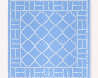 Bamboo Pavilion Mahjong Mat – Blue Bamboo Lattice Table Mat 33x33