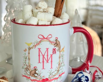 Caneca Merry Mahjong - Caneca com tema natalino - Utensílios para festa de Mahjong