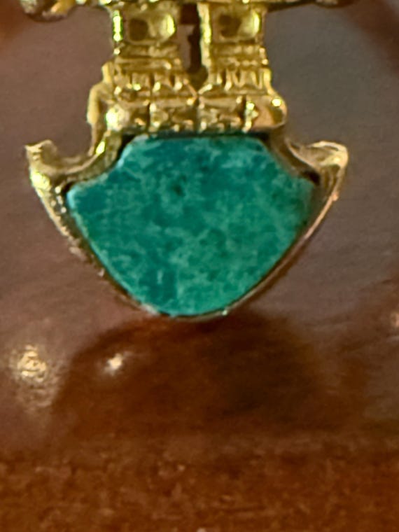 18K Solid Heavy Gold Inca Warrior Ring• Vintage A… - image 11
