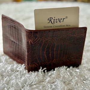 New Men Crocodile Wallet Genuine Real Tail Crocodile Skin. Men Bifold Brown Wallet by River. Meant to always look good and Last. Classy one!