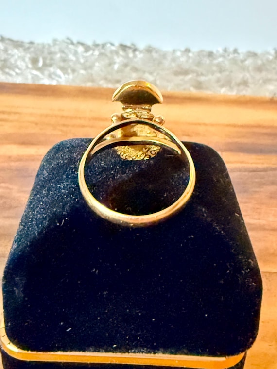 18K Solid Heavy Gold Inca Warrior Ring• Vintage A… - image 2