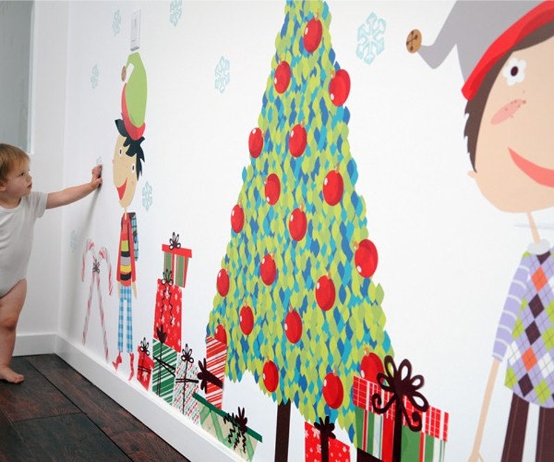 Christmas Themed Reusable Fabric Wall Decals by Pop & Lolli Etsy