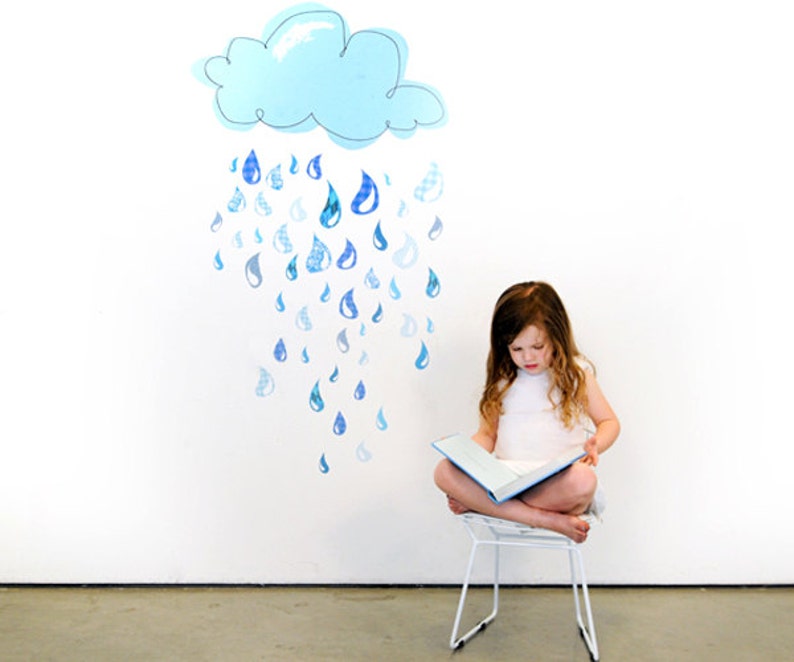 Rainy Day Drops Eco-Friendly Reusable Fabric Wall Decals by Pop /& Lolli