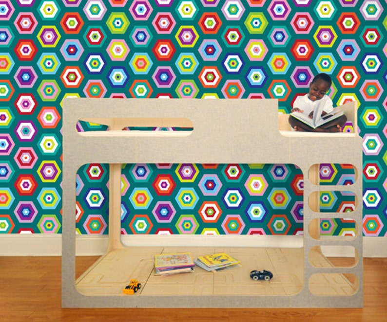 Non-Toxic Easy Application Eco-Friendly Tilework Geometric Shapes WALLPAPER No Glue Pop /& Lolli No Mess FABRIC Re-usable Removable