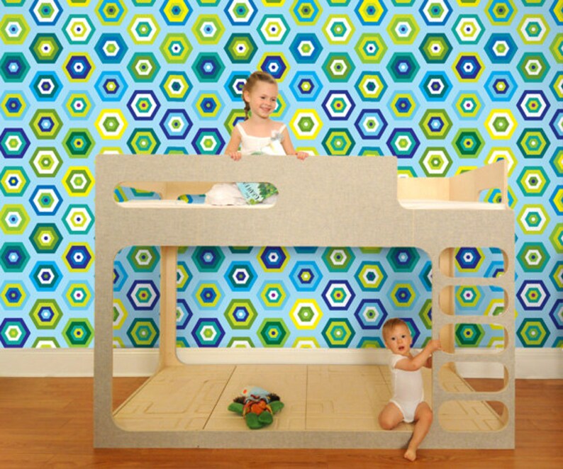 Non-Toxic Easy Application Eco-Friendly Tilework Geometric Shapes WALLPAPER No Glue Pop /& Lolli No Mess FABRIC Re-usable Removable