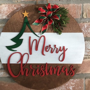 Merry Christmas sign, 16" round door sign, Christmas door hanger, door hanger, rustic decor, farmhouse decor, farmhouse sign, farmhouse