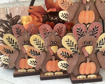 Farmhouse turkey, pumpkin, tiered tray decor, shelf decor tray decor, rustic decor, farmhouse decor,  wood pumpkin, mantle decor