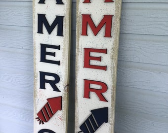 Handcrafted Patriotic Wood Sign: Rustic Americana Decor (30x5.5)