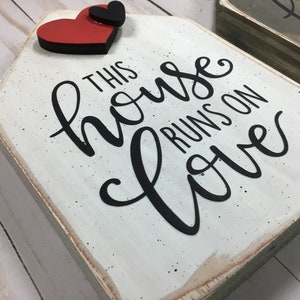 This house runs on love, house runs on love, love block, home block, love lives here, tiered tray decor farmhouse decor tiered tray decor