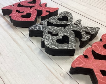 XOXO Heart Wood Block: Valentine Tiered Tray Decor
