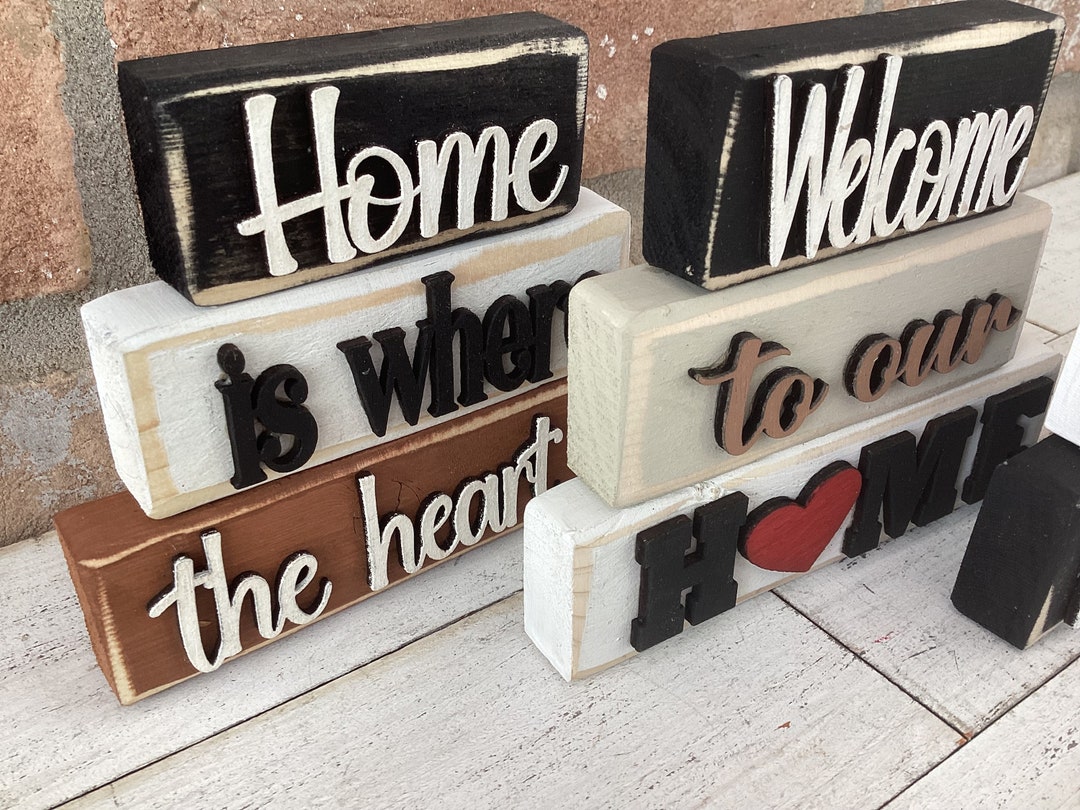 Hand-painted Farmhouse Word Block: Rustic Tiered Tray Decor - Etsy