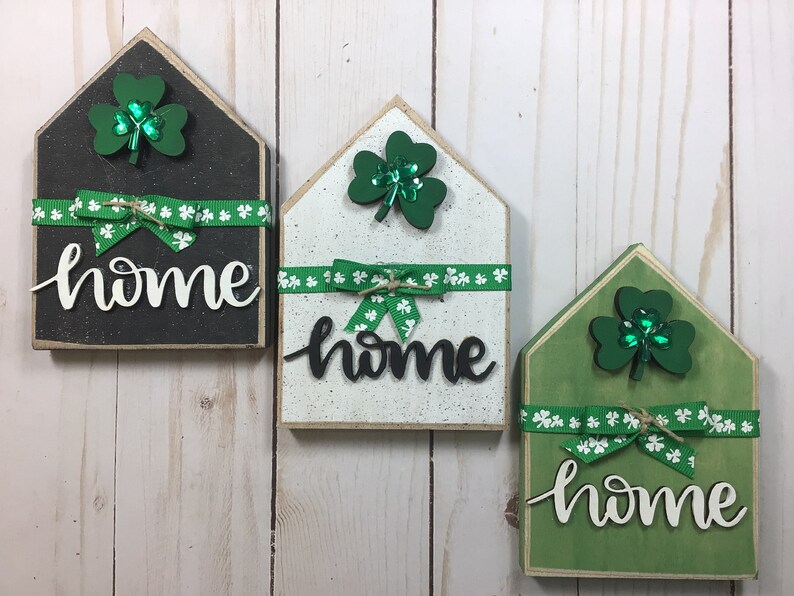 St Patricks Day blocks, tiered tray decor, tray decor, rustic decor, farmhouse decor, tiered tray decor, st patricks decor, shamrocks image 4