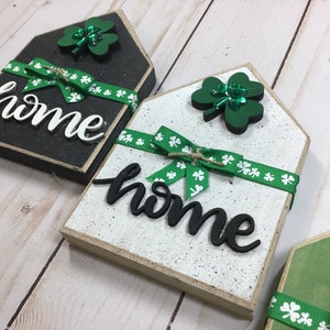 St Patricks Day blocks, tiered tray decor, tray decor, rustic decor, farmhouse decor, tiered tray decor, st patricks decor, shamrocks image 2