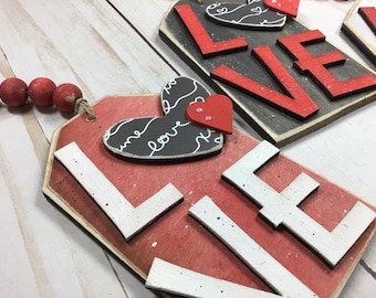 Handcrafted Love Tag: Valentine's Tiered Tray Decor