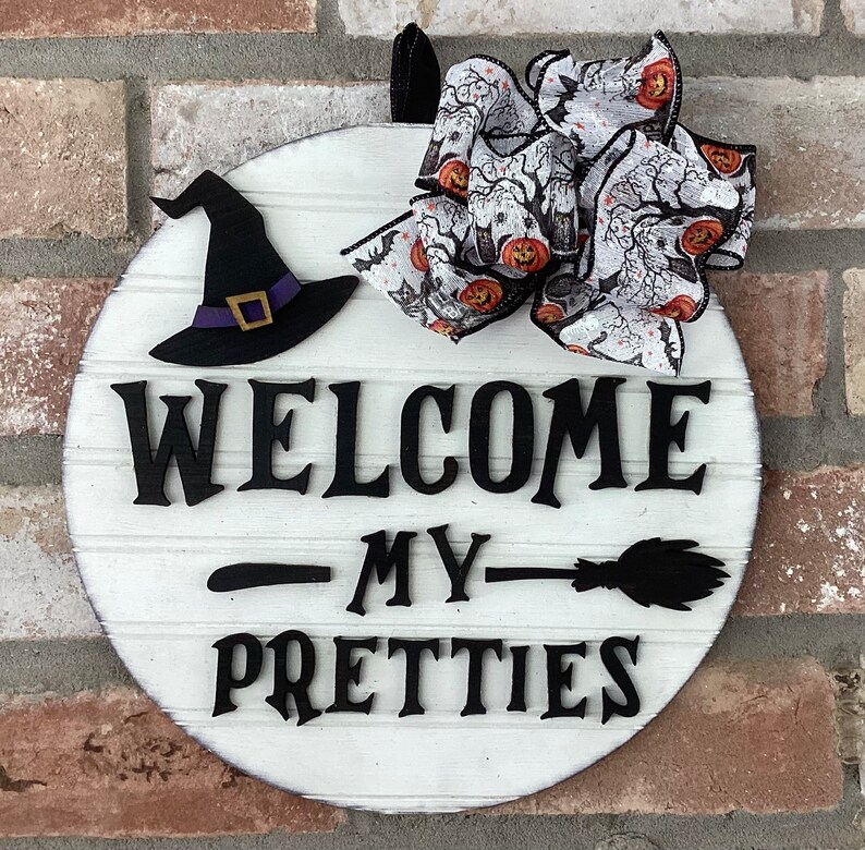 Halloween Door Decor Round Door Sign Door Signwall Etsy