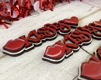 Kisses Wood Block: Valentine Tiered Tray Decor