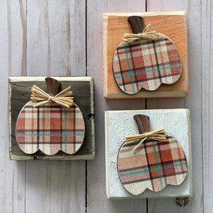 Hand-Painted 3D Pumpkin Blocks: Rustic Fall Tiered Tray Decor