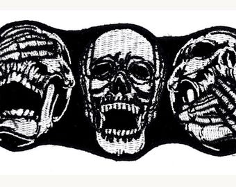 Three Skulls See No Evil-geborduurde opstrijk-/naaipatch