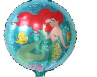 Lote de 2 globos redondos de aluminio de Ariel de La Sirenita de 45 cm (18 pulgadas)