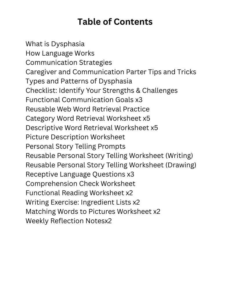 Aphasia Dysphasia Communication Workbook for Adults | 35+ Functional ...