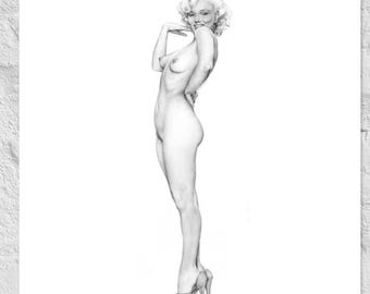Marilyn Monroe - Nu fantastique - Dessin au crayon à télécharger