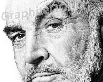 Sean Connery - ORYGINAŁ - Rysunek ołówkiem artysty - Pobierz cyfrowo