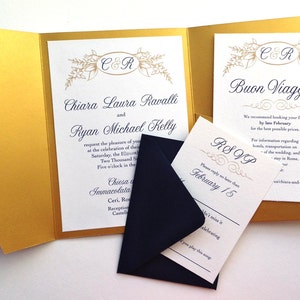 Gold and Navy Pocketfold Invitations image 1